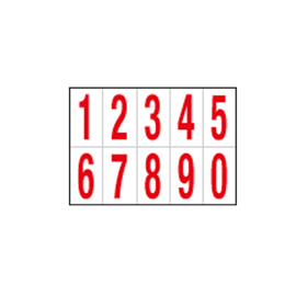 Numeri adesivi da 0 a 9 - in PVC - 56 x 99 mm - 10 et/fg - 1 foglio - rosso/bianco