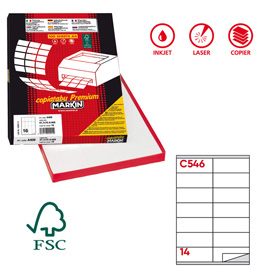 Etichette adesive C/546 - in carta - permanenti - 105 x 40 mm - 14 et/fg - 100 fogli - bianco - Markin