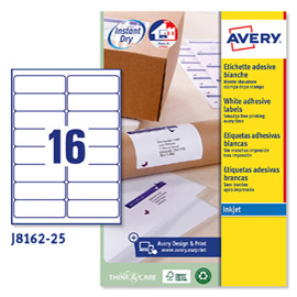 Etichette adesive J8162 - in carta - angoli arrotondati - inkjet - permanenti - 99