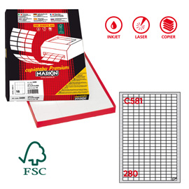 Etichette adesive C/581 - in carta - permanenti - 19 x 10 mm - 280 et/fg - 100 fogli - bianco - Markin