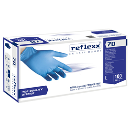 Guanti in nitrile R70 - senza polvere - tg L - azzurro - Reflexx - conf. 100 pezzi