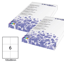 Etichette adesive - in carta - permanenti - 105 x 99 mm - 6 et/fg - 100 fogli - bianco - Starline
