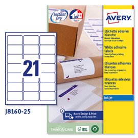 Etichette adesive J8160 - in carta - angoli arrotondati - inkjet - permanenti - 63