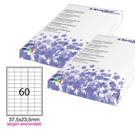 Etichette adesive - in carta - angoli arrotondati - permanenti - 37