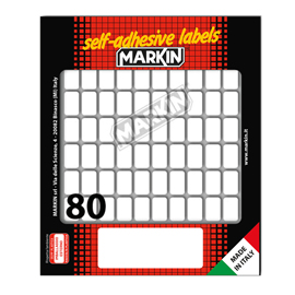 Etichette adesive - in carta - permanenti - 16 x 10 mm - 80 et/fg - 10 fogli - bianco - Markin
