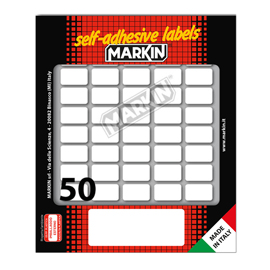 Etichette adesive - in carta - permanenti - 20 x 12 mm - 50 et/fg - 10 fogli - bianco - Markin