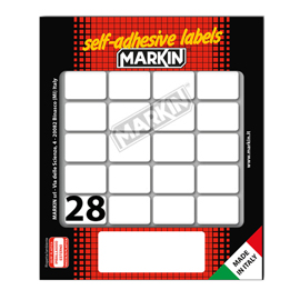 Etichette adesive - in carta - permanenti - 28 x 19 mm - 28 et/fg - 10 fogli - bianco - Markin
