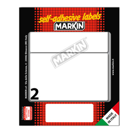 Etichette adesive - in carta - permanenti - 115 x 70 mm - 2 et/fg - 10 fogli - bianco - Markin
