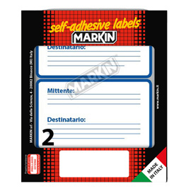 Etichette adesive mittente/destinatario - in carta - permanenti - 115 x 70 mm - 2 et/fg - 10 fogli - bianco - Markin