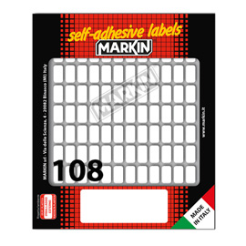 Etichette adesive - in carta - permanenti - 14 x 8 mm - 108 et/fg - 10 fogli - bianco - Markin