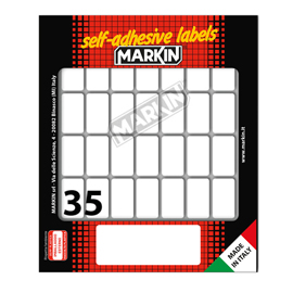 Etichette adesive - in carta - permanenti - 27 x 15 mm - 35 et/fg - 10 fogli - bianco - Markin