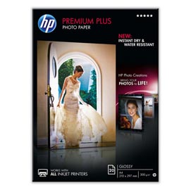 Hp - Confezione da 20 Fogli Carta originale fotografica Hp Premium Plus lucida - A4 - 210 x 297 mm - CR672A