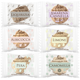 Biscotti al burro Frutta e Meditazione - gusti assortiti - Loison - scatola da 200 biscotti