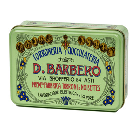 Scrigno regalo - con torroni ricoperti friabili - 100 gr - metallo - verde - Barbero