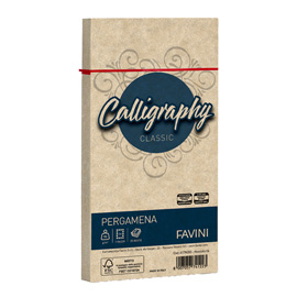 Busta Calligraphy Pergamena - 110 x 220 mm - 90 gr - nocciola 04 - Favini - conf. 25 pezzi