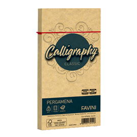 Busta Calligraphy pergamena - 110 x 220 mm - 90 gr - oro 03 - Favini - conf. 25 pezzi