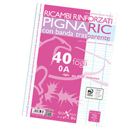 Ricambi forati rinforzati Pignaric - A4 - rigo di 1a - 40 fogli - 80gr - Pigna