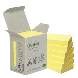 Blocco Post it  Notes Green - 653-1B - 38 x 51 mm - 100 riciclabile - giallo - 100 fogli - - Post it