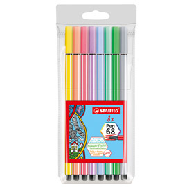 Pennarelli Pen 68 - colori assortiti pastello - Stabilo - busta 8 pezzi