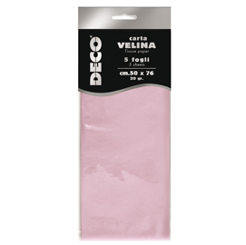 Carta velina - 20 gr - 50 x 76 cm - rosa - Deco - busta 5 fogli