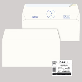 Busta a sacco Kami Strip - senza finestra - 11 x 23 cm - 100 gr - carta riciclata FSC  - bianco - Pigna - conf. 500 pezzi