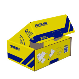 Scatola spedizioni Postal Box  - S - 26 x 19 x 10 cm - giallo/blu - Blasetti