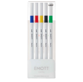 Fineliner Emott -  tratto 0.4 mm - colori assortiti vivid - Uni Mitsubishi - conf. 5 pezzi