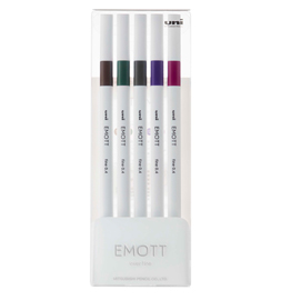 Fineliner Emott -  tratto 0.4 mm - colori assortiti vintage - Uni Mitsubishi - conf. 5 pezzi