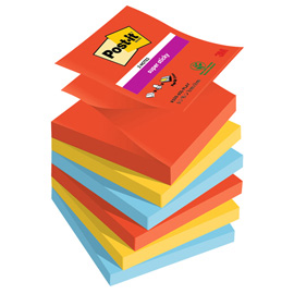 Blocco Post it  Super Sticky Z Notes - R330-6SS-PLAY - 76 x 76 mm - colori Playful - 90 fogli - Post it  - conf. 6 pezzi