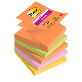 Blocco Post it  Super Sticky Z Notes - R330-5SS-BOOS - 76 x 76 mm - colori Boost - 90 fogli - Post it  - conf. 5 pezzi