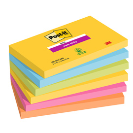 Blocco Post it  Super Sticky - 655-6SS-CARN - 76 x 127 mm - colori Carnival - 90 fogli - Post it  - conf. 6 pezzi