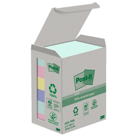 Blocco Post it  in carta riciclata - 653-1GB - 38 x 51 mm - natural - 100 fogli - Post it  - conf. 6 pezzi