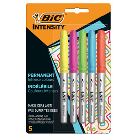 Marcatore Intensity Rainbow - indelebile - punta tonda - colori assortiti - Bic - conf. 5 pezzi