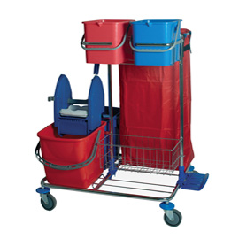 Carrello per pulizie Star 2 - cromato - 48 L - 82 x 71 x 105 cm - Taxon