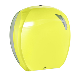 Dispenser per carta igienica Mini Jumbo Skin - 296 x 135 x 277 mm - rotolo diametro 24 cm - giallo fluo - Mar Plast