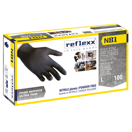 Guanti in nitrile N81 - tg L - nero - Reflexx - conf. 100 pezzi