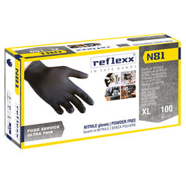 Guanti in nitrile N81 - tg XL - nero - Reflexx - conf. 100 pezzi