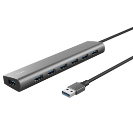 Hub Halyx - 7 porte - USB 3.2 Gen 1 - alluminio - grigio - Trust