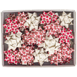 Stelle di nastro carta erba - 20 mm x diam. 9 cm - fantasie assortite natale - Brizzolari - conf. 36 pezzi