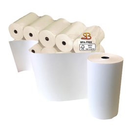 Rotolo per calcolatrici e stampanti - 60 mm x 25 m - diametro esterno 45 mm - anima 12 mm - 55 gr - carta termica BPA free - Sabacart - blister 10 pezzi