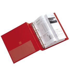 Raccoglitore Stelvio - 4 anelli quadri 65 mm - dorso 9 cm - 22 x 30 cm - rosso - Sei Rota