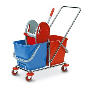 Carrello per pulizie Tucson - 50 L - 63 x 35 x 90 cm - rosso/blu - In Factory