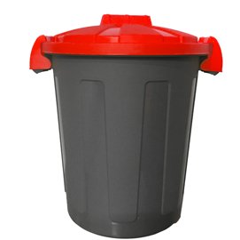 Contenitore portarifiuti Dusty - diametro 36 cm - altezza 45 cm - 25 L - coperchio rosso - nero - Mobil Plastic