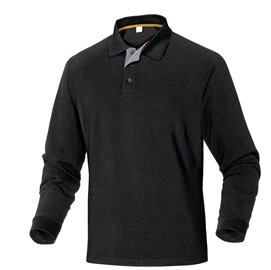 Polo a maniche lunghe Turino - 100 cotone - taglia L - nero - Deltaplus