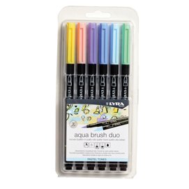 Pennarello Aqua Brush Duo - colori pastel - Lyra - conf. 6 pezzi