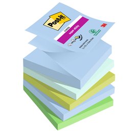 Blocco Post it  Super Sticky Z Notes - R330-5SS-OAS - 76 x 76 mm - colori Oasis - 90 fogli - Post it  - conf. 5 pezzi