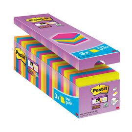 Blocco foglietti Post it  Super Sticky - 654-SS-VP24COL - 76 x 76 mm - colori assortiti - 90 fogli - Post it  - conf. 24 blocchi