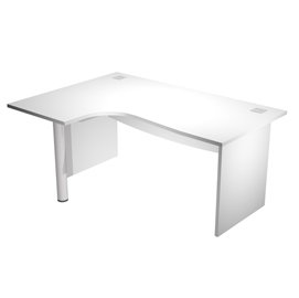 Scrivania compact AgorA' - fianco sx melaminico - L160 x P120/80/60 x H73 cm - con supporto metallico - bianco - Artexport