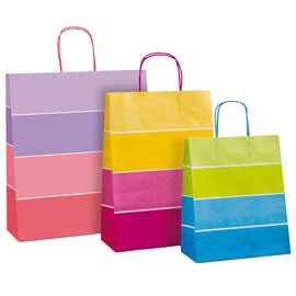 Shopper bicolor - con manici - carta ritorta - 16 x 8 x 21 cm - colori assortiti - Rex Sadoch