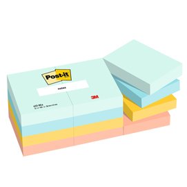 Blocco Post it  Super Sticky - 653-BEA - 38 x 51 mm - 100 fogli - colori Beachside - Post-it  - conf. 12 pezzi